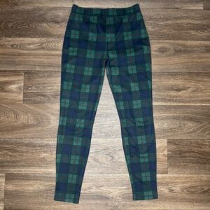 Anthropologie Green and Blue Plaid Leggings